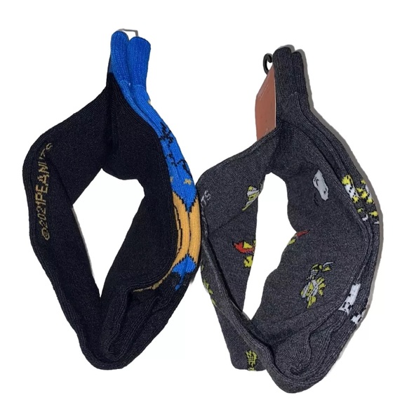 Peanuts Snoopy & Woodstock Crew Socks 2 Pair Men 6.5-12 Black Gray w Pumpkin NEW - Picture 7 of 11